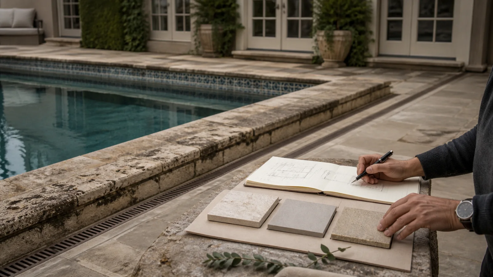 Pool renovation planning for finishes, features, equipment, and surrounding spaces